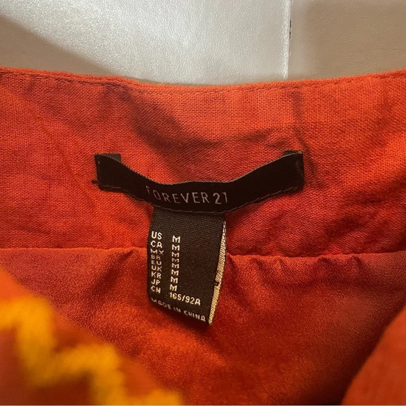 NWT forever 21 rust orange Embroidered Multicolor Striped Dress Sz medium - Picture 7 of 12